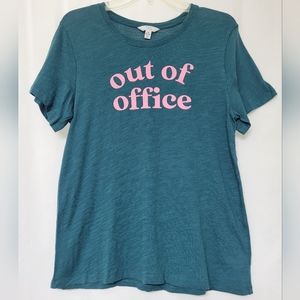 79. TIME AND TRU Funny Printed Pink And Green T-shirt Size M